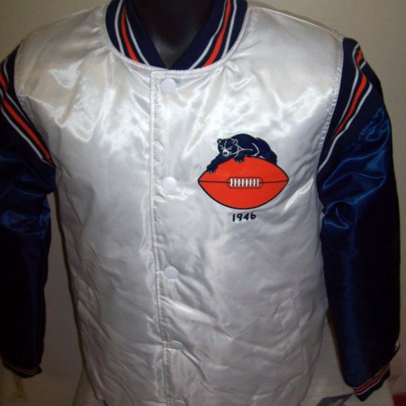 CHICAGO BEARS Starter WHITE & BLUE Jacket  3X 4X - Picture 3 of 12